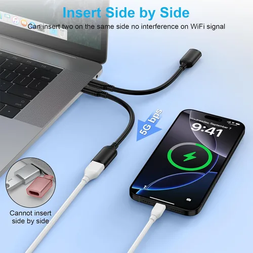 Vista 4 de Adaptador USB C a USB 3.0, transferencia de datos de alta velocidad de 5 Gbps, adaptador USB C Android macho a USB hembra OTG On The Go Dongle Cable