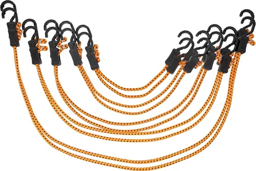 Vista 10 de Kotap MABC-18 Cuerdas elásticas ajustables multiusos con ganchos, 18 pulgadas, naranja/negro, 10