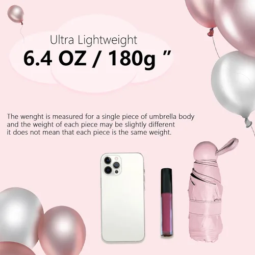 Vista 2 de ALFROTEY Mini paraguas de viaje plegable para lluvia con protección anti-UV, ligero, compacto, ideal para mochilas y bolsos, perfecto para mujeres