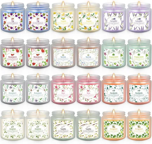 Vista 11 de YOROXRG Juego de 12 velas perfumadas de cera de soja, velas de lata de viaje para el hogar, 3.05 onzas para mamá para Navidad, cumpleaños, Acción