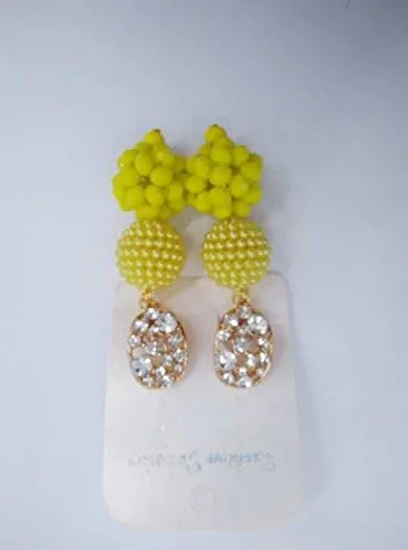Vista 4 de Boda de Nigeria África Beads opaco amarillo vidrio nupcial conjuntos de joyas