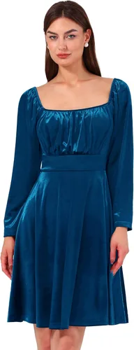 Vista 7 de Wedtrend Women's Velvet Dress Square Neck Mini Party Dress Long Sleeve Cocktail Dress