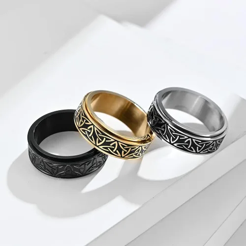 Vista 3 de Palotay Anillos antiestrés para la ansiedad para mujeres y hombres, de acero de titanio, anillo de nudo celta, anillo antiansiedad, alivio