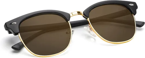 Vista 47 de KALIYADI Gafas de sol polarizadas para hombres y mujeres, marco semi sin montura, para conducir con bloqueo UV A01-(1 Pack) Tortuga Mate G15