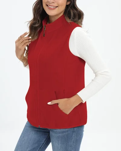 Vista 3 de Xeoxarel Chaleco de forro polar para mujer con 6 bolsillos (XS-2XL)