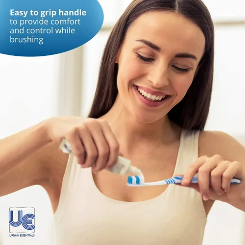 Vista 4 de Urban Essentials Paquete de cepillos de dientes a granel con fundas Cepillos de dientes coloridos envueltos individualmente de alta calidad Tapa