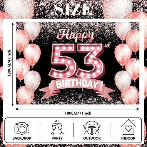 Vista 96 de Cartel de feliz cumpleaños décimo oro rosa, telón de fondo, saludos a 10 años, globos de confeti, decoración temática para niñas de 10 años