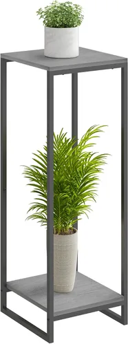 Vista 13 de Soporte para plantas de 34 pulgadas de alto para interiores, estante moderno de 2 niveles, organizador de macetas de esquina para sala de estar