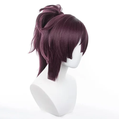 Vista 3 de Tongtta Anime Jigokuraku Yuzuriha Cosplay peluca de pelo morado con cola de caballo disfraz de Halloween peluca para mujer para fiesta