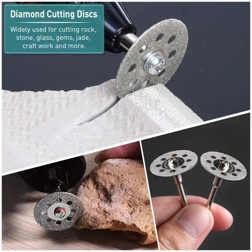 Vista 4 de Discos de corte compatibles con Dremel 32 piezas, hojas de sierra circular HSS, 6 unidades, discos de corte de resina, 10 unidades de rueda de corte