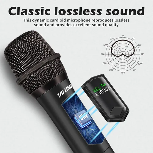 Vista 2 de talomen Juego de micrófonos inalámbricos para cantar, sistema de micrófonos de mano recargables de 2.4 GHz con receptor (160 pies), paquete de 4