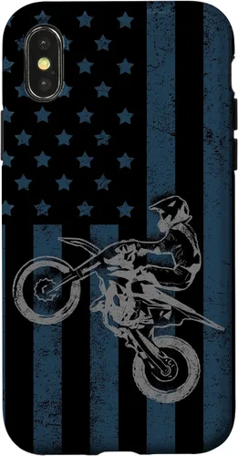 Vista 5 de Dirt Bike US Flag Vintage Motocross Racing Case for iPhone 17