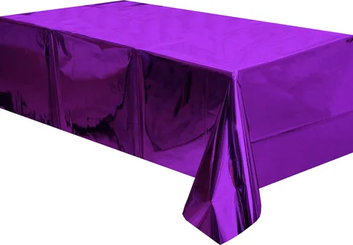 Vista 8 de Mantel de plástico dorado para mesa rectangulares, mantel de oropel para bodas, aniversarios, cumpleaños, graduación, despedida de soltera, Acción