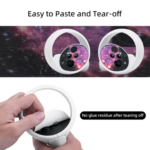 Vista 5 de Wigearss Calcomanías para Oculus Quest 2 VR auriculares y controlador, calcomanías de piel para Oculus Quest 2 - Galaxy