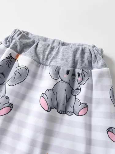 Vista 82 de Conjunto de 3 piezas de ropa de bebé recién nacido con estampado de manga larga + pantalones + sombrero
