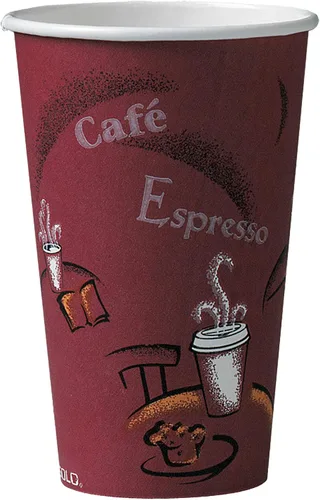 Vista 2 de SOLO Cup Company 316SI Bistro Design - Vasos para bebidas calientes, papel, 16 onzas, granate, 20 paquetes de 50 (caja de 1000) TLP316-0007 White