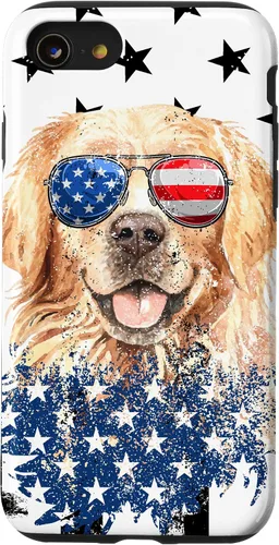 Vista 18 de Golden Retriever American Flag Cream Retriever 4th of July Case for iPhone 17