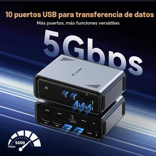 Vista 3 de TobenONE 19-in-1 Laptop Docking Station Dual Monitor,10 USB C/A,2×4K HDMI