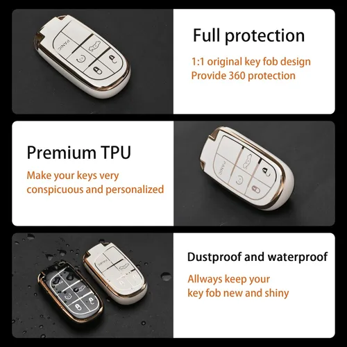 Vista 3 de Funda para llavero para Dodge Charger, accesorios Challenger, se adapta a 3, 4, 15 botones, carcasa protectora de llave inteligente de TPU
