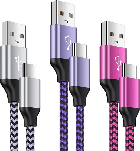 Vista 9 de Cable Samsung S23 Ultra USB tipo C de carga rápida, [3 unidades, 10 pies] largo USB C a USB A, cable de teléfono Android, cable de carga C de carga
