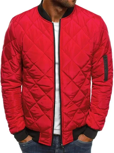 Vista 7 de Chaquetas de bombardero para hombre con diamantes, abrigo ligero acolchado para otoño e invierno