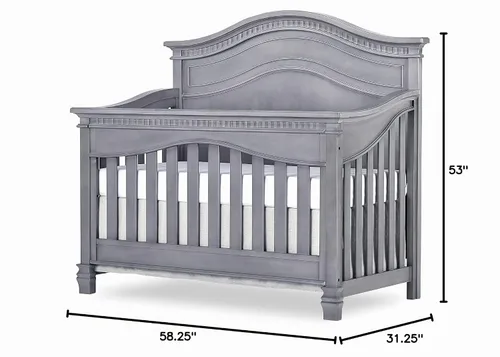 Vista 8 de Evolur Cheyenne - Cuna convertible de panel completo 5 en 1 en gris tormenta, certificado JPMA y Greenguard Gold, hecha de madera dura seca al