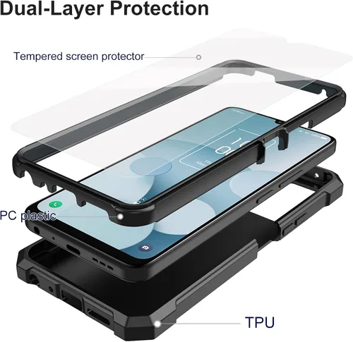 Vista 3 de Ailiber - Carcasa para TCL 40 XL T608M/Jitterbug Smart 4/40T T608DL, color negro Screen Protector, Air-Guard Corners, Dual Layer, Flexible TPU