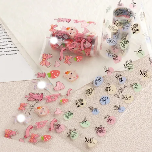 Vista 9 de Kit de 10 rollos de calcomanías de transferencia de papel de aluminio para uñas, diseño de pintura de tinta de bambú, láminas de papel de aluminio
