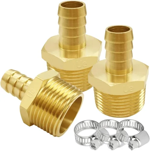 Vista 9 de Uenede 6 accesorios de púas de manguera de latón de 1/2 pulgada NPT macho a 1/2 pulgadas, conector adaptador de púas incluye 6 abrazaderas de acero