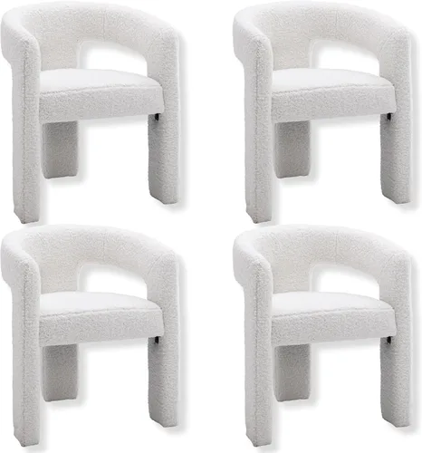 Vista 32 de Hyfirm Sillas de Comedor Modernas Tipo Barril Juego de 1, Cómoda Silla de Comedor de Acento Tapizada en Chenilla con Brazo para Cocina Sala de Estar