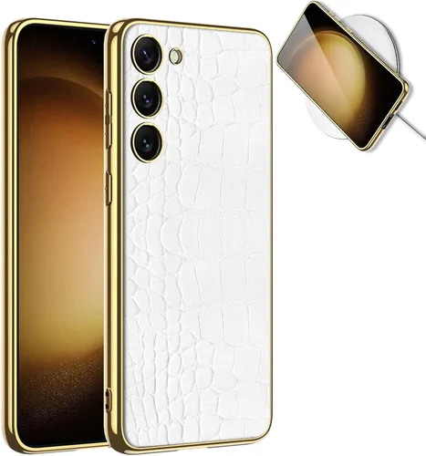 Vista 9 de Miimall Funda compatible con Samsung Galaxy S23 Plus, S23 Plus, funda de cuero suave galvanizada + funda protectora de cuero de lujo resistente