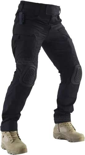 Vista 7 de ZAPT Pantalones de combate Airsoft Paintball para hombre, pantalones tácticos con rodilleras, camuflaje de caza, pantalones militares