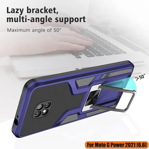 Vista 7 de Funda compatible con Motorola Moto G Power 2021, resistente grado militar, a prueba de golpes, doble protección (TPU+PC), funda magnética sólida