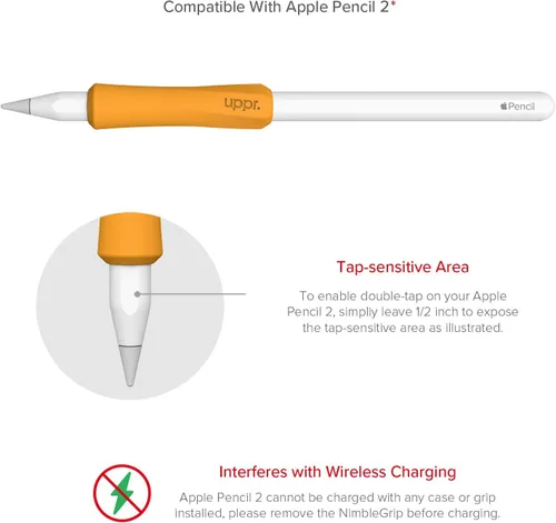 Vista 5 de UPPERCASE Designs NimbleGrip Premium Silicone Ergonomic Comfort Grip Holder, Dual Sided Design, Compatible with Apple Pencil Pro, USB-C, 2nd Beige