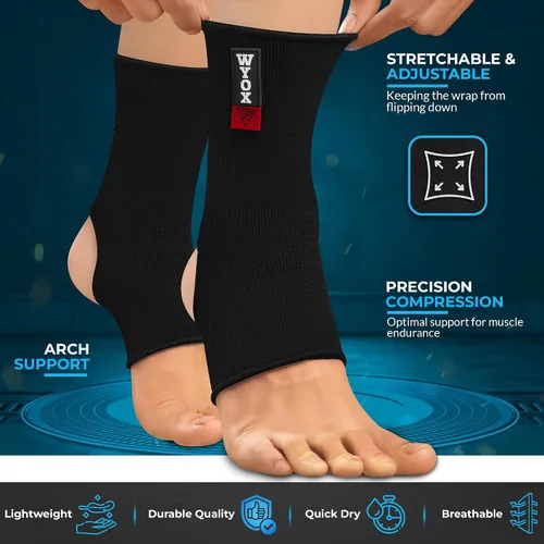 Vista 4 de WYOX Tobillera de compresión para hombres y mujeres, de neopreno transpirable, ligera, para esguince, recuperación de lesiones y apoyo, correr