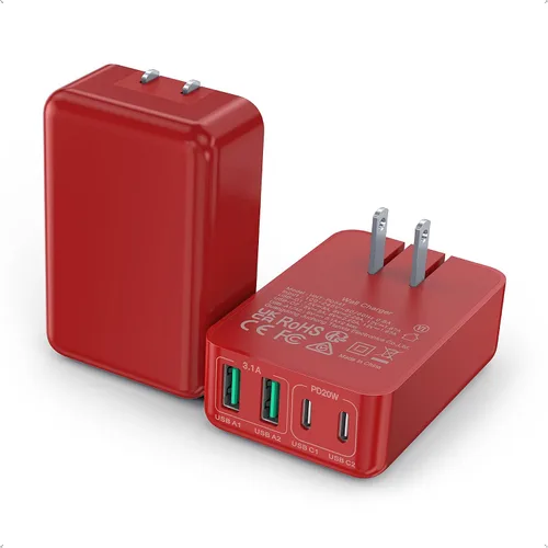 Vista 9 de [Paquete de 2] Cargador de pared plano multipuerto USB-C de 40 W, bloque