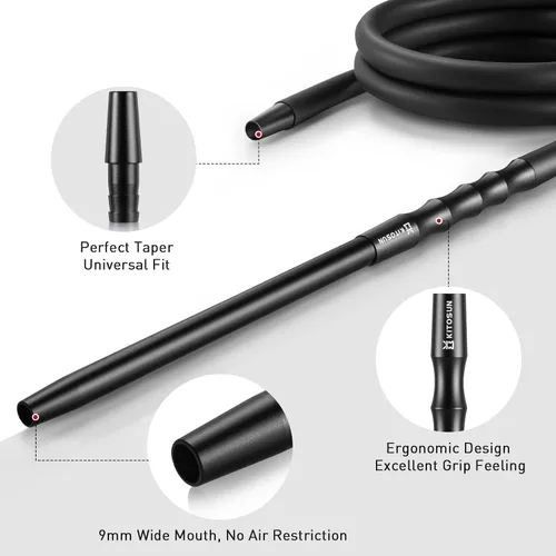 Vista 2 de Kitosun D-Hose Juego de manguera para cachimba – Accesorios para shisha premium de 1.1 pies de largo mango de boquilla de aluminio desmontable