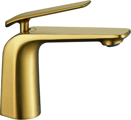 Vista 15 de TOCALOCA Grifos Altos de Baño Oro Cepillado, Grifo de Palanca de Una Sola Manija con Un Orificio para Lavabo de Vasija, Grifo de Lavabo de Latón