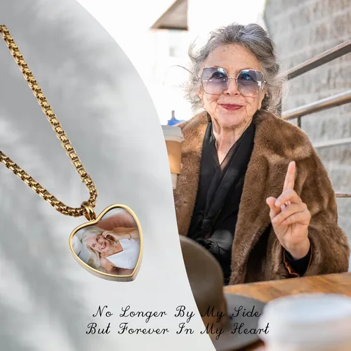 Vista 2 de MeMeDIY Collar de urna con colgante personalizado, grabado de fotonombre para hombres y mujeres con piedra natal, ala de ángel, soporte