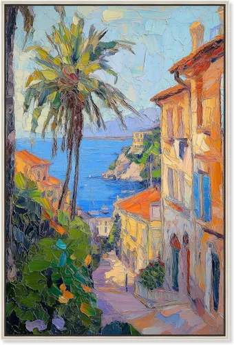 Vista 11 de Art Remedy Serene Waterside Canvas Monet Coastal, marco negro, 10 x 15 pulgadas