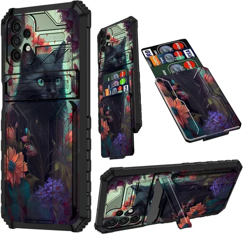 Vista 117 de Funda para Samsung A13 5G, Galaxy A13 5G con tarjetero desmontable atril resistente a prueba de golpes funda protectora para Samsung Galaxy A13 Gato