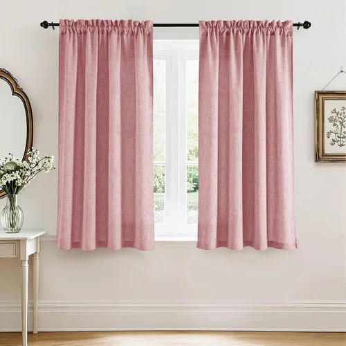 Vista 50 de RYB HOME - Cortinas de lino texturizado semitranslúcidas, privacidad media, filtro de luz, decoración de ventana para dormitorio/baño/sala de estar