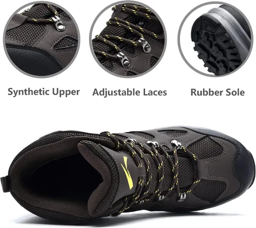 Vista 5 de UPSOLO Botas de senderismo para hombre al aire libre para senderismo