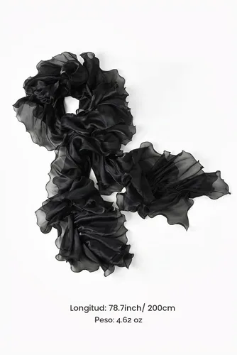 Vista 2 de BABEYOND Boa Chandelle Vintage - Boa de 200g 2m Gatsby de organza, accesorio estilo flapper de 1920 Negro