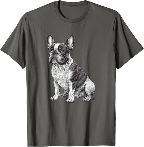 Vista 30 de Divertida camiseta francesa Bulldog francés en blanco y negro, Negro