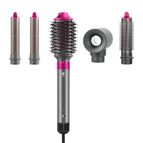 Vista 10 de Estilizador de aire caliente, cepillo secador de pelo con iones negativos, rizadores de cabello con enrollado automático y flujo de aire, moldeador
