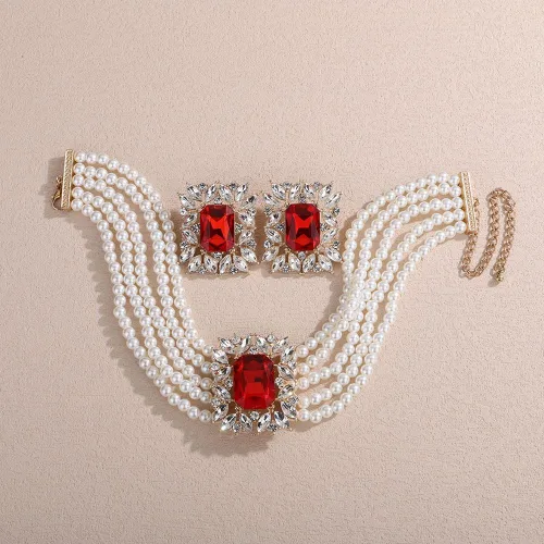 Vista 4 de Missgrace Juego de collar de perlas de imitación vintage de los años 20 estilo bohemio para novia, collar de diamantes de imitación para graduación