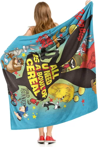 Vista 2 de Northwest Looney Tunes - Manta de seda táctil, 50 x 60 pulgadas, cuenco de cereales