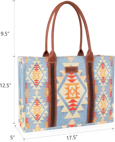 Vista 6 de Wrangler Aztec Tote Bag for Women Boho Shoulder Purses and Handbags