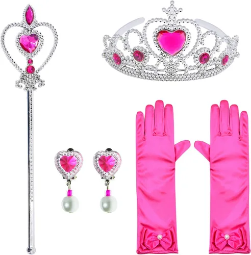 Vista 2 de Disfraz de princesa de lujo con capa larga brillante para fiesta de cumpleaños de niña